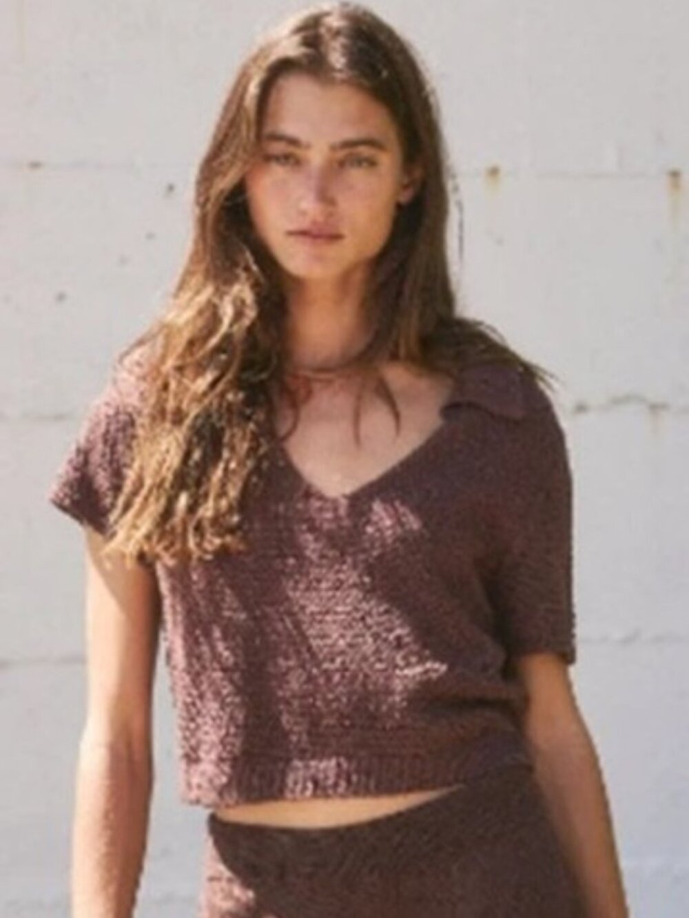 Free People Beach Nolan Sweater Top Size Large Knit Brown Boho Coastal